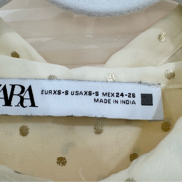 Zara semi sheer polka dot long sleeve blouse XS S - Picture 5 of 11